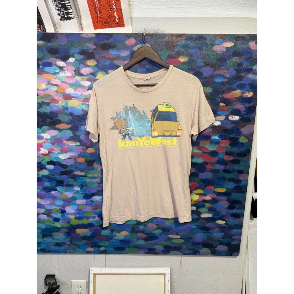 Vintage 2009 Kanye West Takashi Murakami Graduation Bear Taxi T-Shirt Tan L